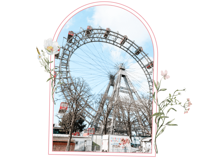 ウィーンの観光名所のプラーター遊園地の大観覧車