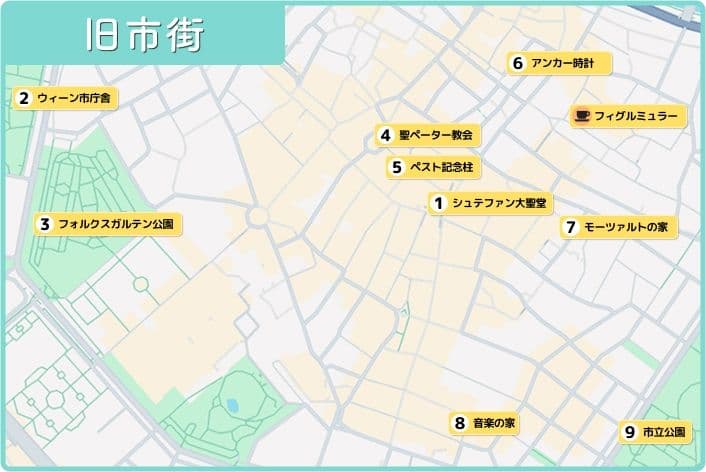 ウィーンの中心街の地図