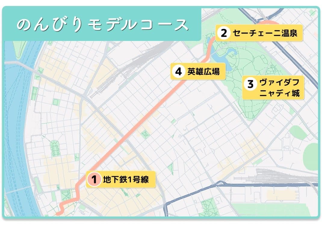ハンガリーのブダペスト観光名所の地図