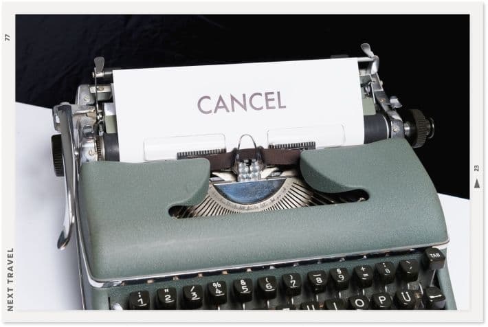 CANCELとタイプライターで書かれた紙