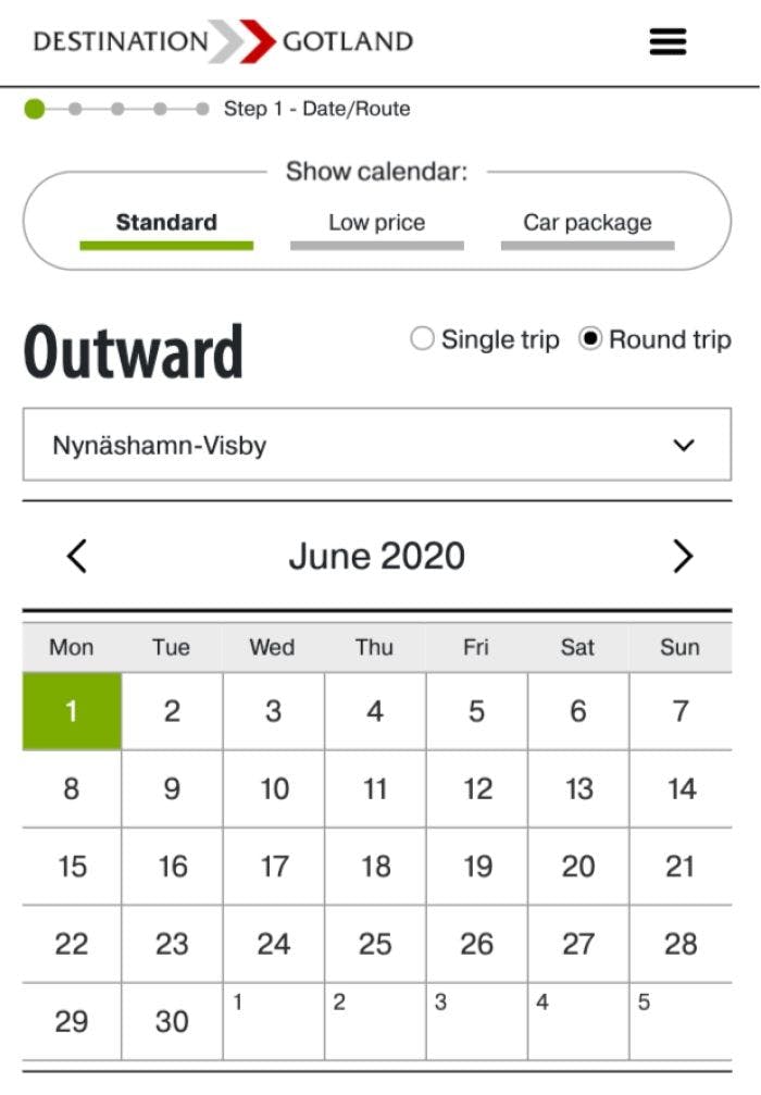 ゴットランド島の行き方、フェリーの運行会社Destination Gotlandのチケット予約サイト